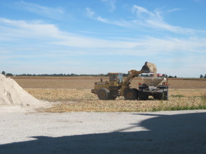 Loading the spreader with Lime