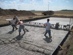 Pouring Concrete for base