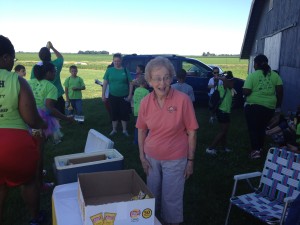 Erma serving at the snack station, which might be the kids' favorite!  